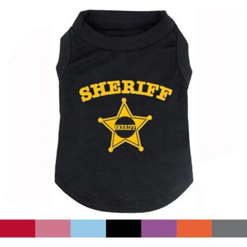 Free Shipping SHERIFF Printed Pet Puppy Clothes Shirts Tee Clothes T Shirts for Summer for Small Medium Large
