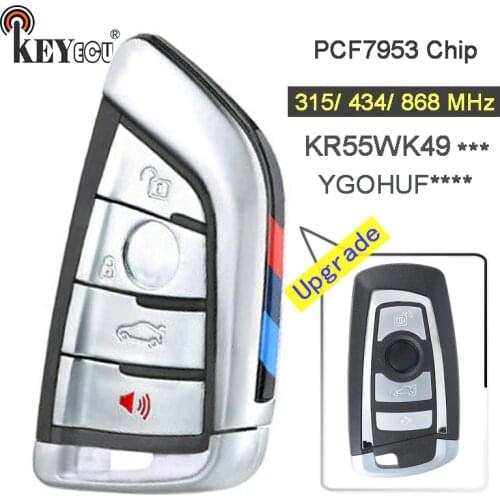 KEYECU 315/434/868MHz PCF7953 Chip CAS4 CAS4+ System Modify 4 Button Remote Key Fob for BMW F Chassis 5 7 Series Silver