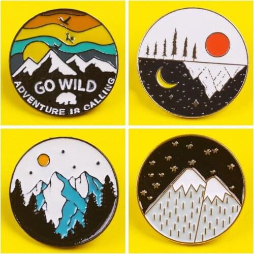 Outdoors Adventure Pins Wild Hiking Travel Brooches Mountain Camping River Explore Nature Badges Jewelry On Backpack Accessories