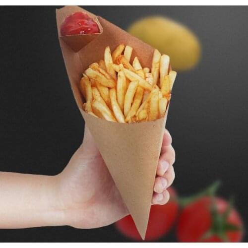 French fries box Cone Chips Oil proof bag Triangle Chips box, Tack out disposable food package .500piecelot Fast shipping