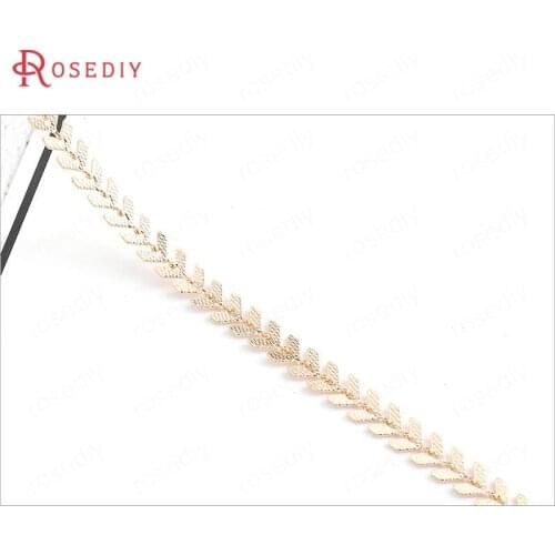50CM Per Piece Chain Width 6MM 24K Gold Color Brass Tree Leaf Necklace Chain High Quality Diy Jewelry Findings Accessories