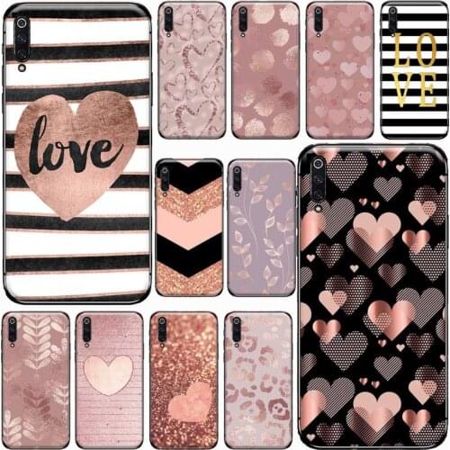 Gold Rose Love heart Phone Cases For Xiaomi Redmi mi note 7 8t 9 9t 9s 8 10 10t 11 pro lite K20 max 3