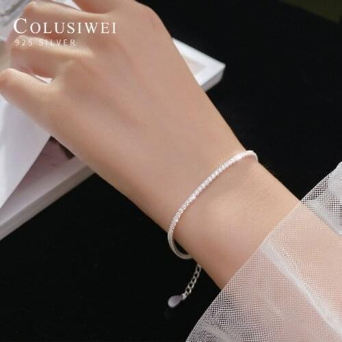 Colusiwei Classic 925 Sterling Silver Twinkling Zircon Gypsophila Link Chain Bracelet for Women Wedding Engagement Fine Jewelry