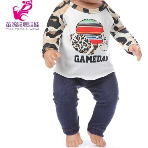 43cm Baby new born Doll shirt denim tousers baby dolls clothes 18 Inch girl Doll outwear