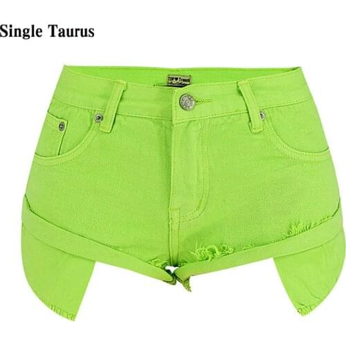 Mustard Green Jeans Shorts Women Streetwear Loose Sexy Travel Vacation Cross Denim Shorts Low Waist 2020 Summer Spodenki Damskie
