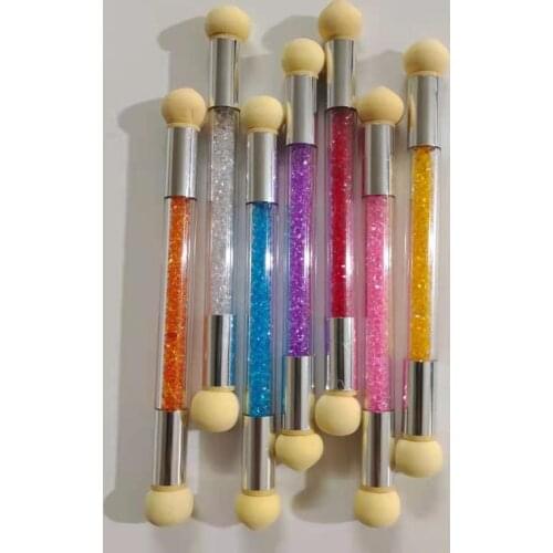 Nail Art Gel Polish Brush Color Gradient Brush Glitter Powder Dotting Pen Sponge Nail Art Brush With 4 Replace Sponge Heads