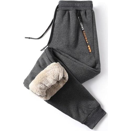 Hot Cotton Solid Color Winter Thick Warm Fleece Loose Sweatpants Men Joggers Sportswear Casual Track Pants Plus Size M-8XL
