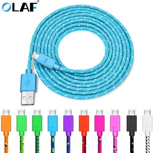 OLAF Micro USB Cable 1m 2m 3m Nylon Braided Fast Charging Cable For Samsung Huawei Xiaomi Android Mobile Phone USB Charger Cord