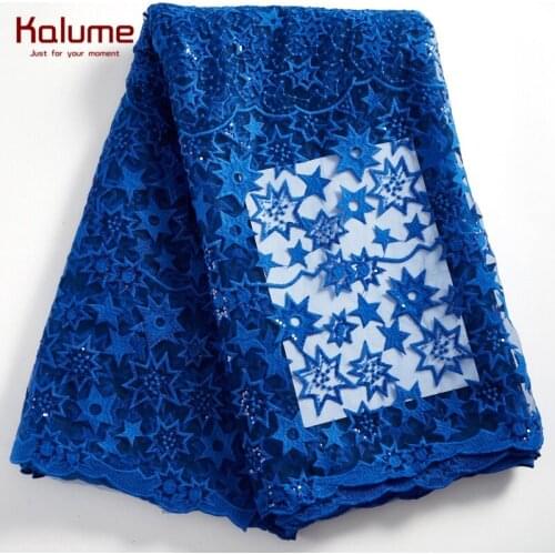 Kalume New Arrival African Lace Fabric With Sequins French Net Milk Silk Lace Fabric Embroidery Nigerian Tulle Lace Fabric F2294