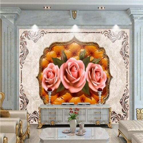 Custom mural Classic European Stone Relief Peony Flower Soft Background Wall mural stereo bedroom custom wallpaper