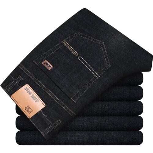 BAIDAFEI Men' Fleece Lined Jeans 2020 New Winter Slim Straight Thicken Warm Stretch Casual Men Fashion Pants Black Blue