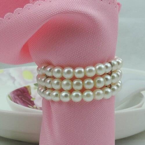 High Quality White Pearls Napkin Rings Hotel Wedding party Accessories Table Decorations supplies Luxury Wedding Napkin Rings