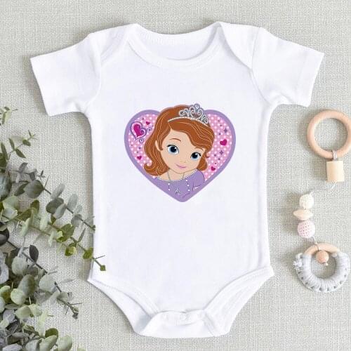 Summer 0-24M Princess Sofia the First Print Harajuku Cartoon Girls Baby Romper Cute Funny Gift Toddler Jumpsuit Infant Bodysuits