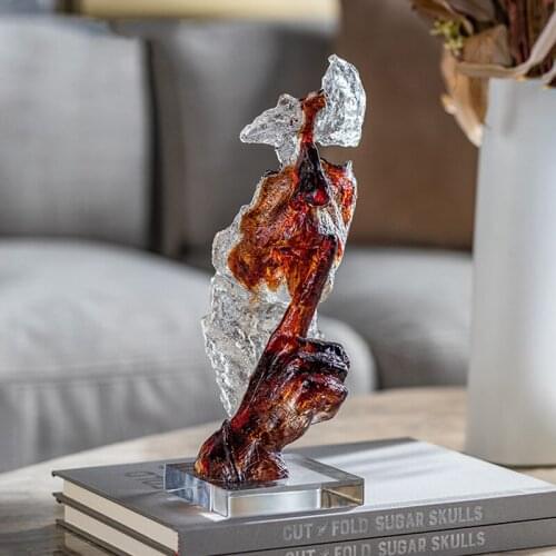 Luxtry Keep Quiet Abstract Figures Statue Decor Home Accessories Room Office Hotel Showpiece Transparent Resin Mask Ornament