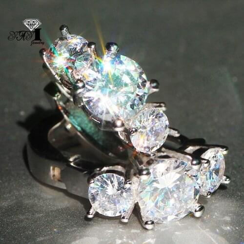 YaYI Fashion Princess Cut White Natural Gemstones Cubic Zirconia Silver Color Wedding Party Ear Stud Precious Tassel Earrings