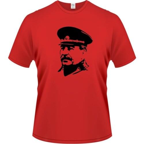 USSR Stalin in Uniform Men T-shirts Funny Design Printing Cotton Top Tees Customized