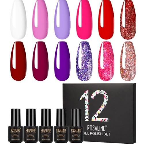 ROSALIND Gel Set For Manicure Hybrid Varnishes Neon Pure Color Gel Nail Polish Art Design Kit Need Base Top Coat Long Lasting