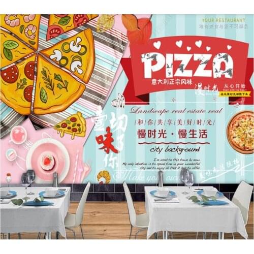 Papel de parde Pizzeria Cafe Slow Time Dining 3d wallpaper mural, living room kitchen wall papers home decor