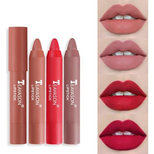 2020 New Matte Lipstick Moisturizing Lip Gloss Easy to Color Lip Glaze Rotating Lipstick Pen Natural Matte Waterproof Lipstick