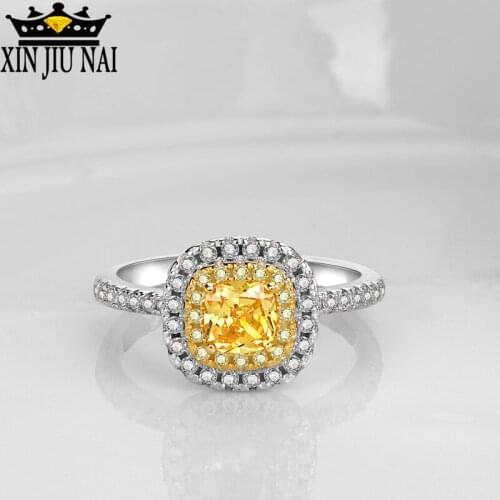 New Prestigious Yellow Diamond Palatial and Luxury Set Single In-line Ladies Mature Diamond Ring
