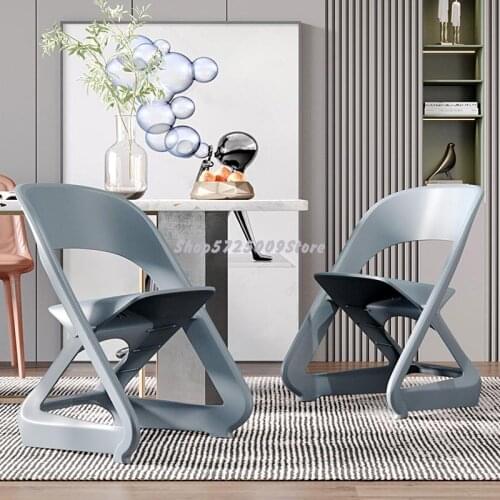 Plastic chair backrest home modern minimalist nordic light luxury net red creative casual dining chair ins makeup designer