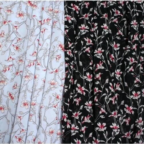 Half meter spring summer new design fashion flower print chiffon fabric for shirt dress sunscreen shirt ladys garment T905