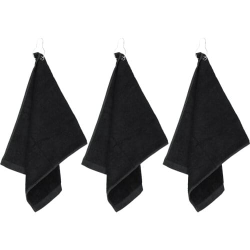 3pcs Portable Towel Practical Hole Towel with Hook Comfortable Cotton Sports Towel for Outdoor Indoor Use Black and White