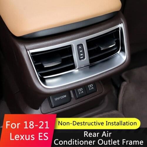 QHCP ABS Chrome Car Styling Rear Air Conditioning Vent Outlet Frame Cover Trim Car Sticker For Lexus ES 200 260 300H 2018-2021