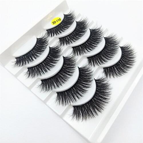 2020 NEW 5pairs 100% Real Mink Lashes 3D Natural False Eyelashes 3d Mink Lashes Soft Eyelashes Extension Makeup Kit