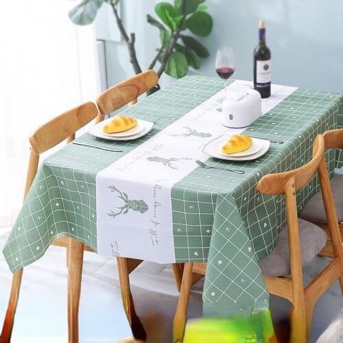 Christmas Deer Waterproof Oilproof Plaid Hotel Picnic Table Rectangular Circular Table Covers Home Wedding Dining Tablecloth