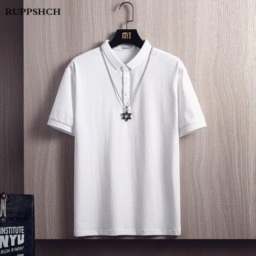 RUPPSHCH 2021 Summer New Men Casual POLO Shirt Men Cotton Fashion Short Sleeved High Quality POLO Shirt Men Clothing