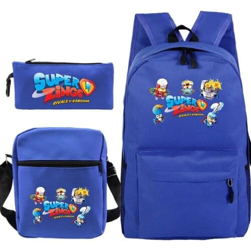 Super Zings 3 Pcs/set Backpack Cartoon Superzings Schoolbag Travel Laptop Bag (3pcs Set/rucksack+Crossbody Bag+Pen Bag) Mochila