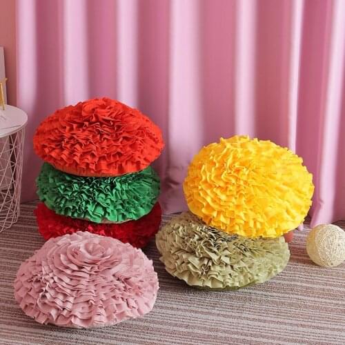 Nordic handmade round flower pillowcase Flower pillow Sofa cushion cover Home decoration wholesale Car Lumbar pillow 45cm round