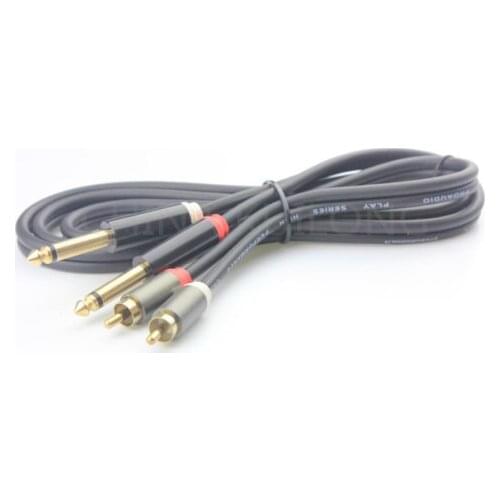 Brand New wholesale 50PCS/LOT Pro Audio 10FT 2* 6.35 Mono to 2* RCA male speakon Cable -B002