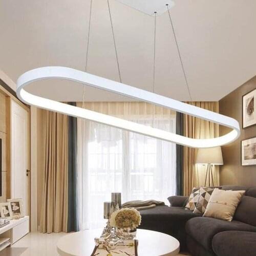 Modern art led chandelier Creative circular runway chandelier Acrylic restaurant living room bedroom office lighting LED fixture