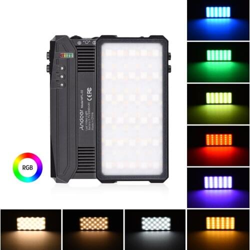 Andoer MFL-02 5W RGB LED Video Light Pocket RGB Photography Lamp Bi-Color 3000K-6500K CRI≥95 for Live Streaming Video Conference