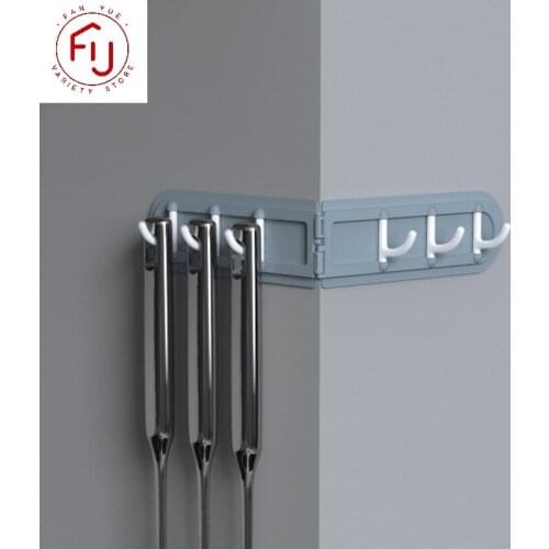 Creative Corner Hook Folding 6 Row Hooks Storage Holder Rack Kitchen Bathroom Free Punching No Trace Back Door Hook