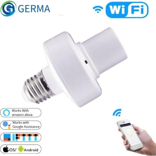 GERMA Smart Light Bulb Adapter Lamp Holder Base AC WiFi Smart Life/Tuya Wireless Voice Control with Alexa Google Home 85-265VE27