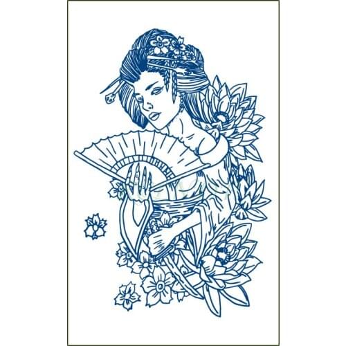 Waterproof Temporary Juice Tattoo Sticker Japanese Style Girl Lotus Flower Lasting Tattoos Flash Tatoo Fake Tatto for Men Women