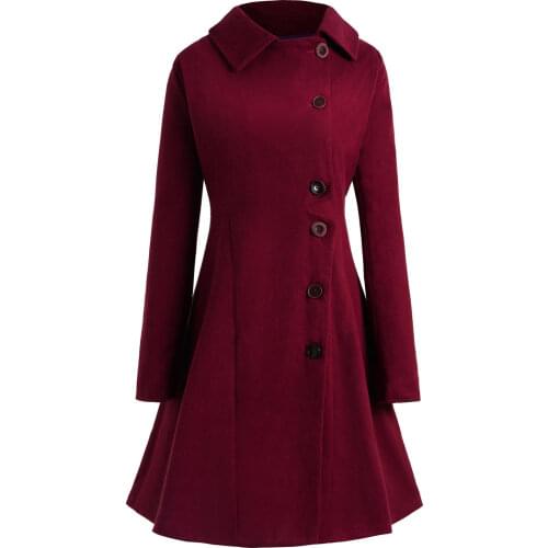 Wipalo Plus Size Buttons Long Coat Women Wool Coat Fall Winter Outwear Casual Slim Hooded Long Sleeve Outerwear Female Overcoat