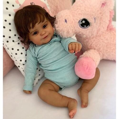 19inch Sleeping Doll Action Figure Interactive Toy Realistic Vinyl Stuffed Doll Caucasian Cute Reborns with Smiling Face H055
