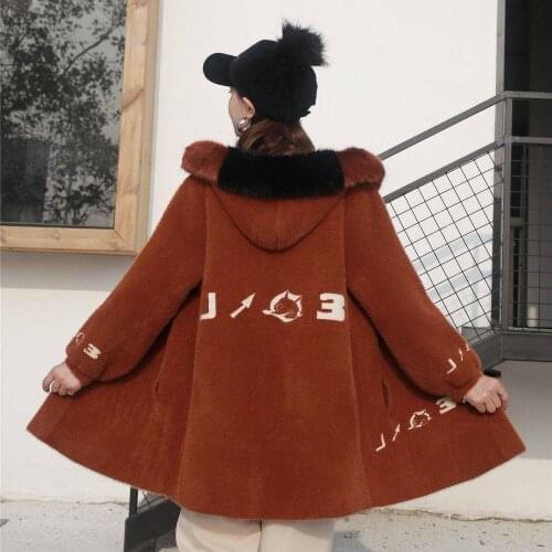 2020 Womens Thicken Fox Fur Hood Overcoat Jacket Women Faux Fur Warm Winter Coat Long Jacket M-4XL