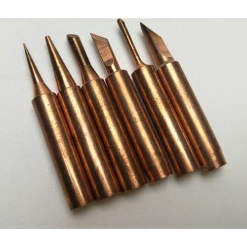 5Pcs Copper Soldering Tips Lead-free Welding Head Rework Station 900M-T Electric Solder Iron Tips Repair Tools Set