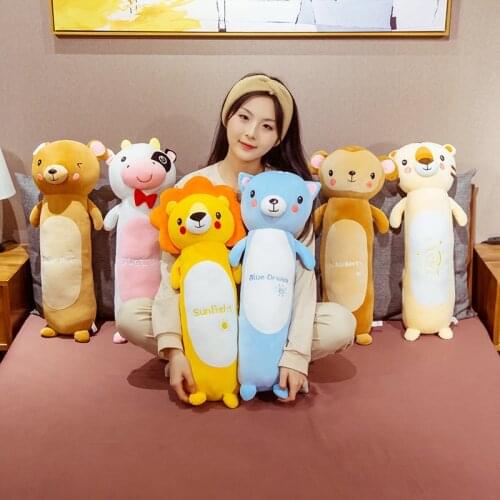 70cm Cartoon Animals Bear Fox Rabbit Tiger Lion Monkey Dog Panda Frog Cow Plush Pillow Stuffed Toy Soft Kids Doll for Girls Gift