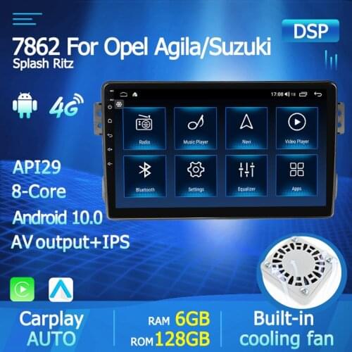 Ram 6GB+128GB Android 10 IPS 9"1280*720 Car Radio For OPEL Agila 2015 SUZUKI Splash Ritz GPS Navigation Multimedia Headunit SWC