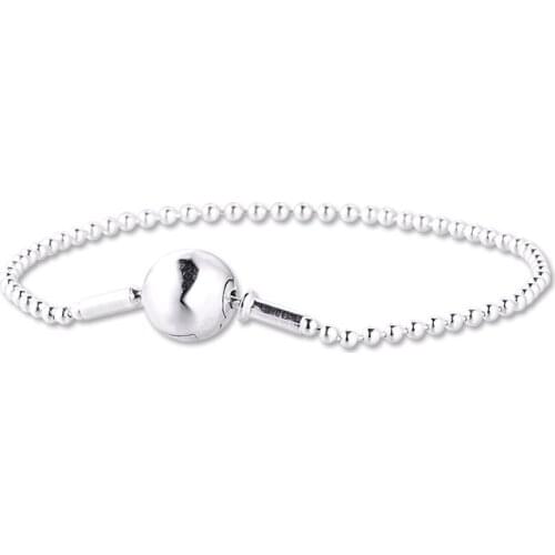 Essence Beaded Chain Bracelet Real 925 Sterling Silver Jewelry Bracelets for Women S925 pulseras mujer B009