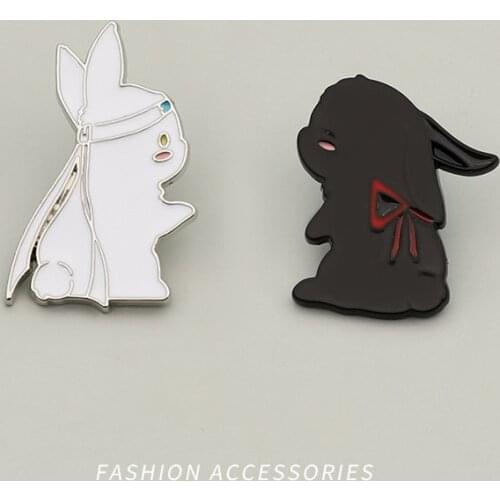 Cartoon Rabbit Brooch Bag Animal Charms Jewelry Lapel Button Black White Badge Enamel Pins Wholesale Wedding Gift for Couple