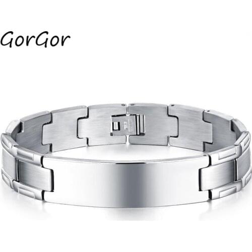 GorGor Jewelry Fashion Smooth Exquisite Workmanship Stainless Steel Hand Jewelry Mens Titanium Steel Bracelet 1047