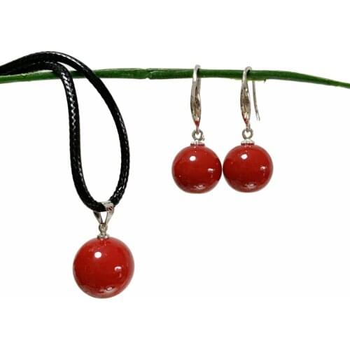 Exquisite Wax Leather Rope Short Necklace Earring for Women Girl Artificial Coral Beads Choker Clavicle Jewelry Accessories B522