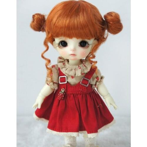 JD466 5-6inch 13-15CM Full Bangs Two cute Pony Synthetic mohair Doll wigs 1/8 Lati Yellow BJD doll accessories